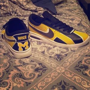 Customized Nike air size 8.5 for that Michigan fan
